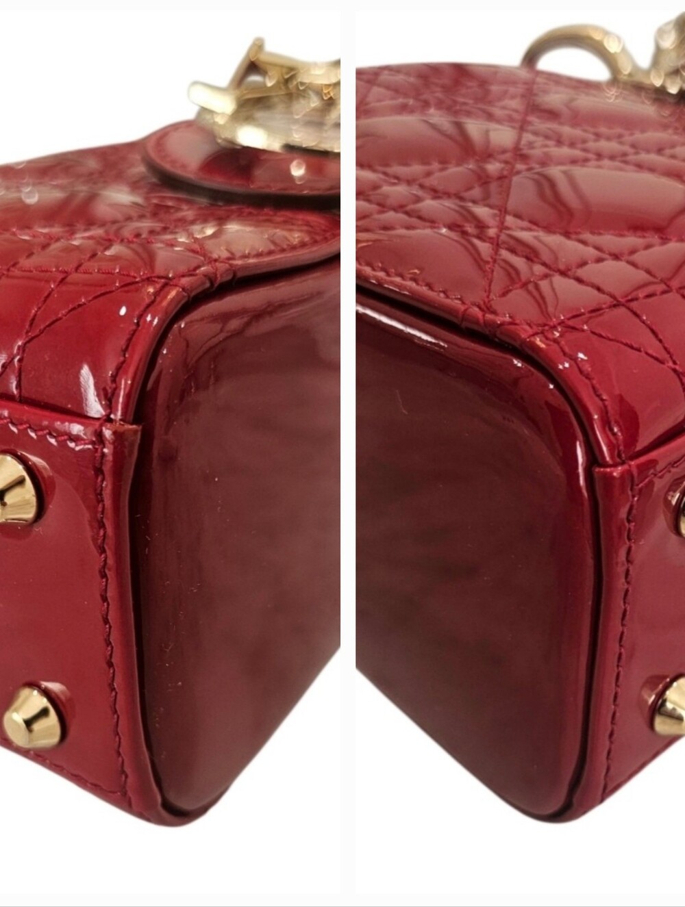 Dior Mini Lady Dior Bag in Cherry Red Patent Cannage Calfskin NIB - Picture 8 of 14